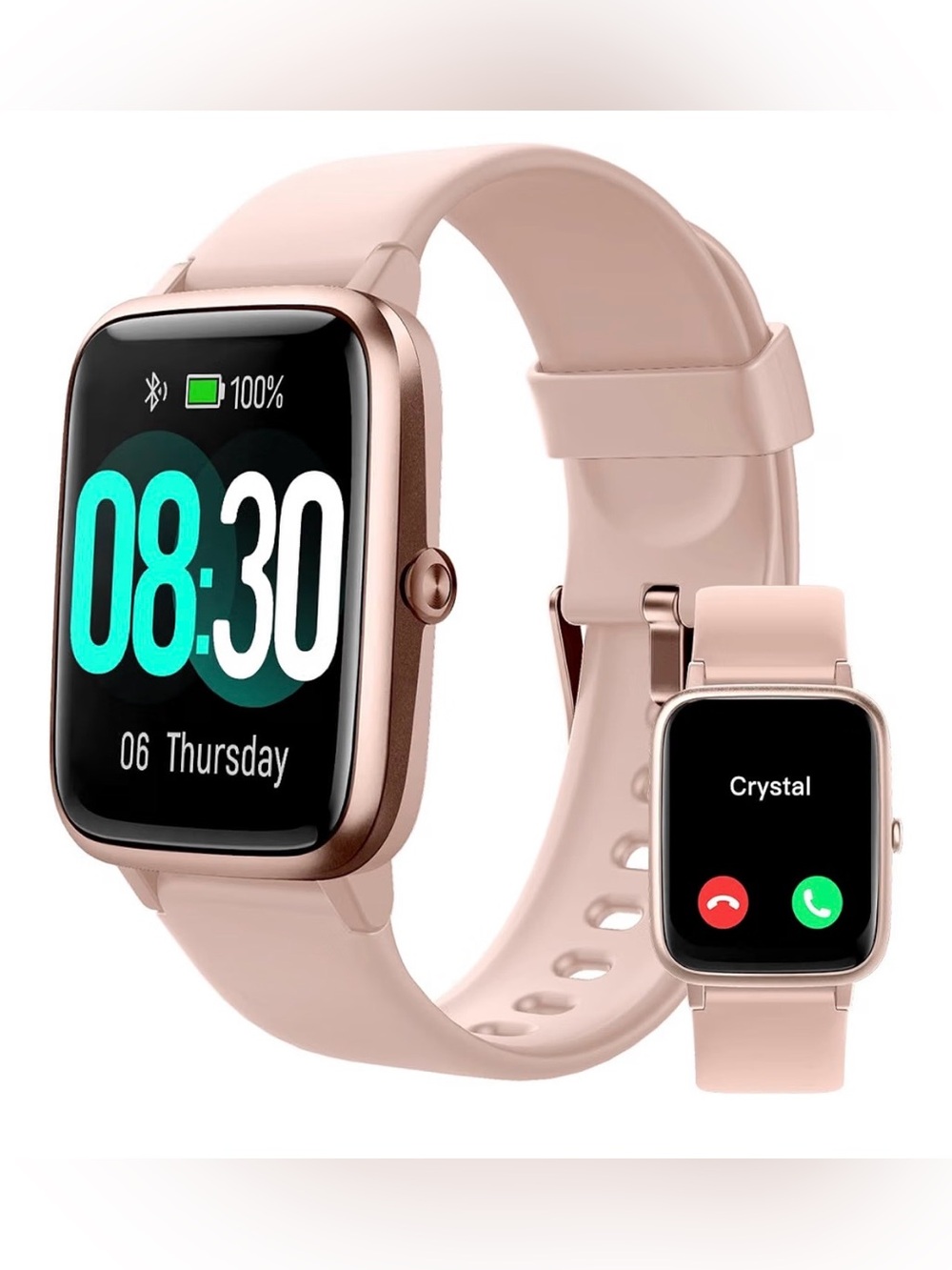 Smart Watch Bluetooth Call for iPhone Android Pink 1.8" Fitness Tracker Sleep